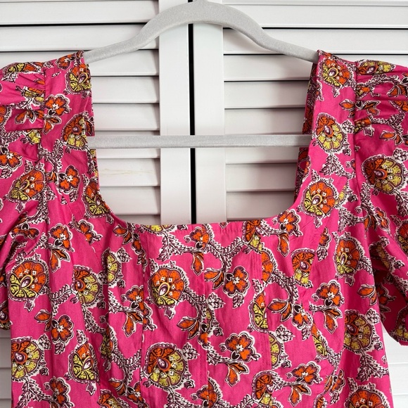 J. Crew Puff-Sleeve Square-neck Top in Ratti Pink Blooms Print Size 00 - Picture 4 of 12